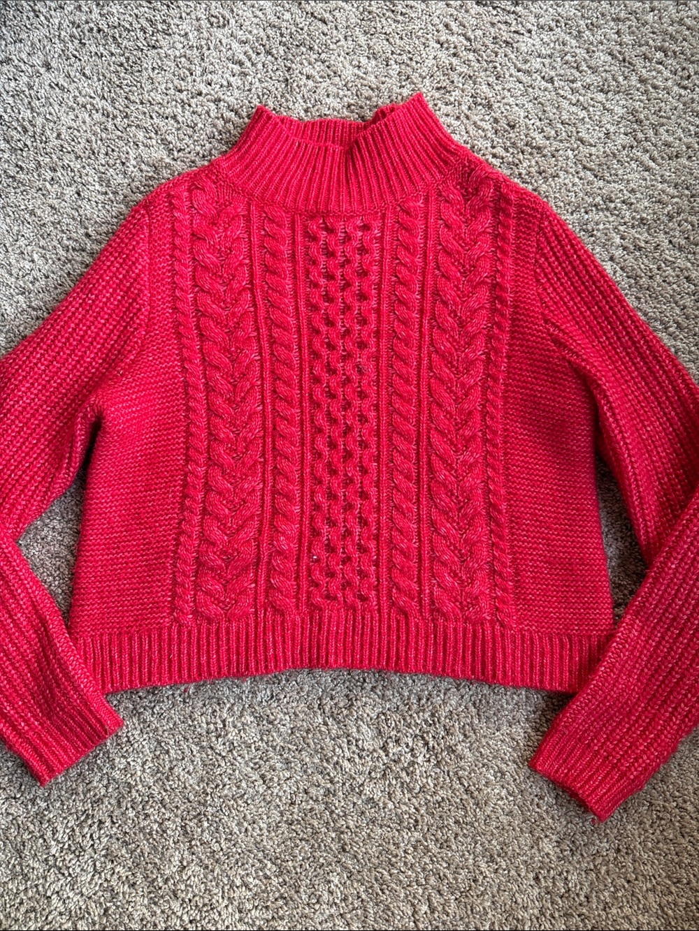 LOFT Red Cable Knit Turtleneck Sweater Size M